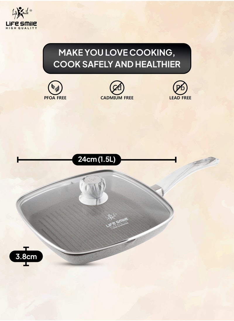 Granite Coated Non-Stick Grill Pan with Stay Cool Fixed Handle for Stove Tops, Square Big Grill Skillet Steak Pan for Indoor & Outdoor Gas Grill Camping & BBQ - 100% PFOA & PFAS Free - pzsku/Z602702AB48A55CFEBDD0Z/45/_/1724647110/03ee1a58-0890-4561-907f-b2b9fd031f78