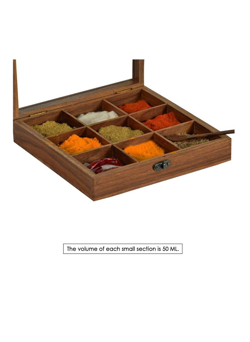 Wooden Masala Dabba with Spoon
