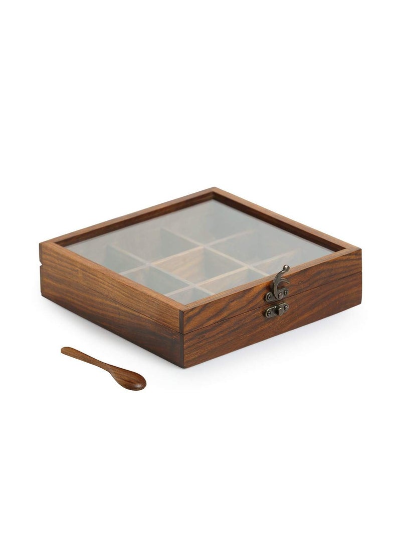 Wooden Masala Dabba with Spoon