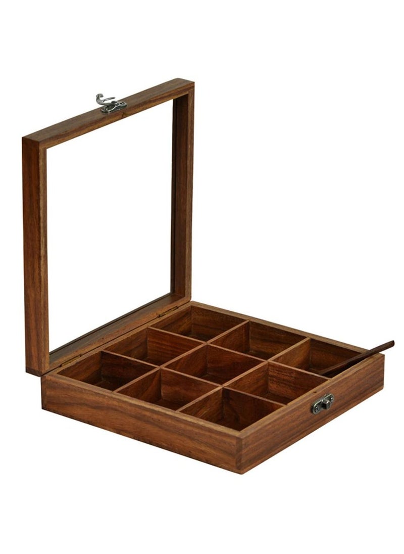 Wooden Masala Dabba with Spoon