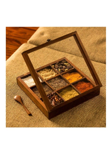 Wooden Masala Dabba with Spoon