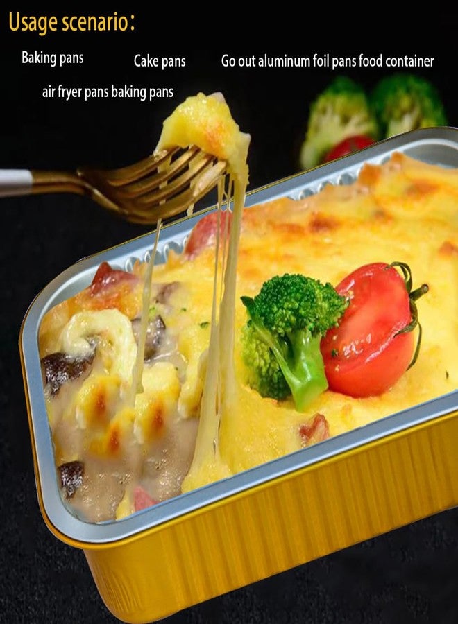 صواني ألومنيوم من SuiXinCook مع أغطية، عبوة من 10 قطع، شديدة التحمل، وزن 2 رطل، صينية صغيرة من الألومنيوم مقاس 8.5 بوصة × 6 بوصات، للاستخدام مرة واحدة، آمنة للاستخدام في الميكروويف والفرن، للطهي والخبز، حاوية طعام جاهزة، لون ذهبي - Image 2