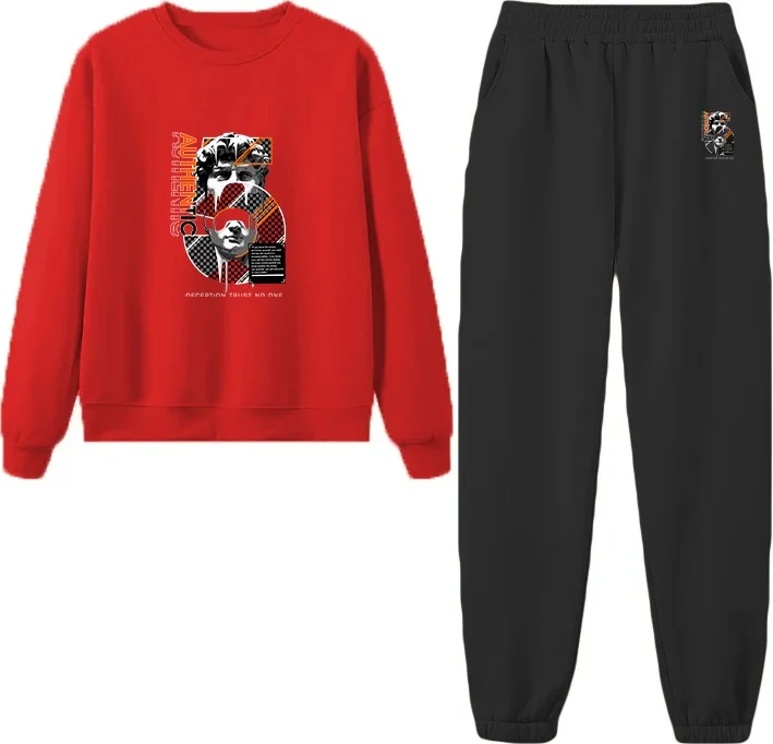 DogFish Tracksuit Oversize Authenic Printed Tracksuit Red