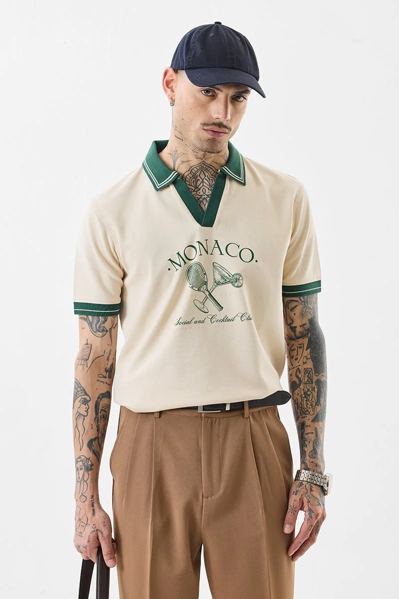 سنيتش Monaco Off-White Slim Fit Polo T-Shirt