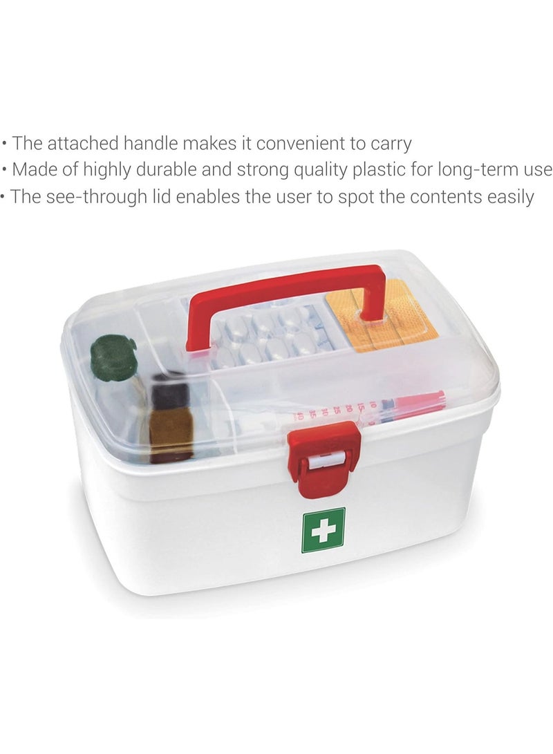 Milton Medical Box – First Aid Kit Storage Organizer with Handle, Detachable Tray & Locking Lid, Empty Medicine Box for Home, Travel, Car & Dorms, 9.3 x 6.5 x 5.7 Inch - Image 5