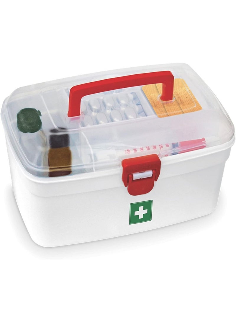 Milton Medical Box – First Aid Kit Storage Organizer with Handle, Detachable Tray & Locking Lid, Empty Medicine Box for Home, Travel, Car & Dorms, 9.3 x 6.5 x 5.7 Inch - Image 2
