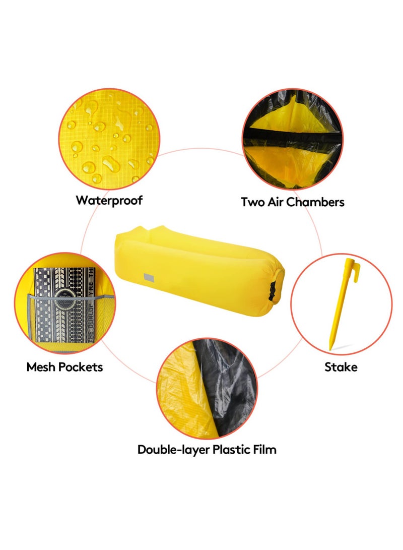 SOLARAE Inflatable Sofa, 190 * 90cm Anti Leakage Inflatable Couch, 330 LBS Capacity Portable Camping Sofa with Carry Bag For Camping Outdoor Beach - Image 5