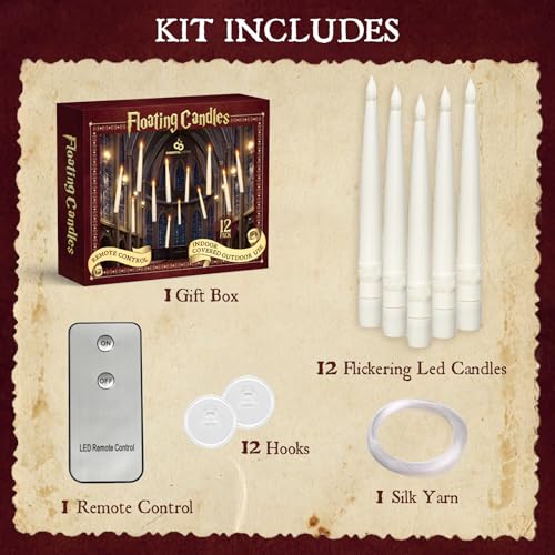 ORIENTAL CHERRY Halloween Decorations - Floating LED Candles with Remote Control -12Pcs Magic Witch Wizard Christmas Decor for Indoor Home Room Classroom Bedroom Birthday Party (with Common Remote) - Image 5