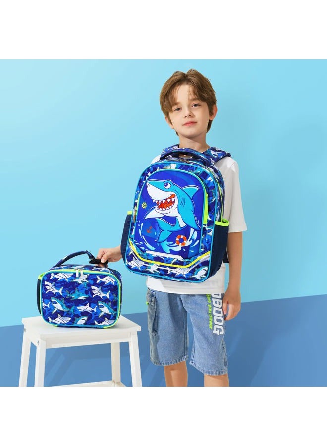 ECO by Naty Shark Lunch Box - Insulated Kids Lunch Bag for Boys Student Back to School Portable Reusable Lunch Box for Kindergarten Preschool Lunch Bag with Handle and External Bottle Holder  - Image 3