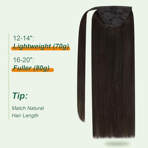 Easyouth Human Hair Ponytail Extensions Dark Brown Pony Tails Hair Extensions Human Hair Brown Ponytail Extension Human Hair for Women 18Inch 80g - Image 5