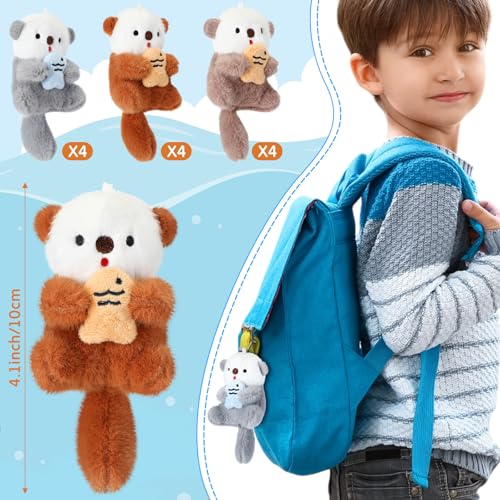 Chalyna 12 Pack Cute Plush Animal Figures 4 Inch Mini Plush Ornament Stuffed Keychain Tote Bag Pendant for Birthday Party Likes DIY Home DecorSea Otter Style - Image 5