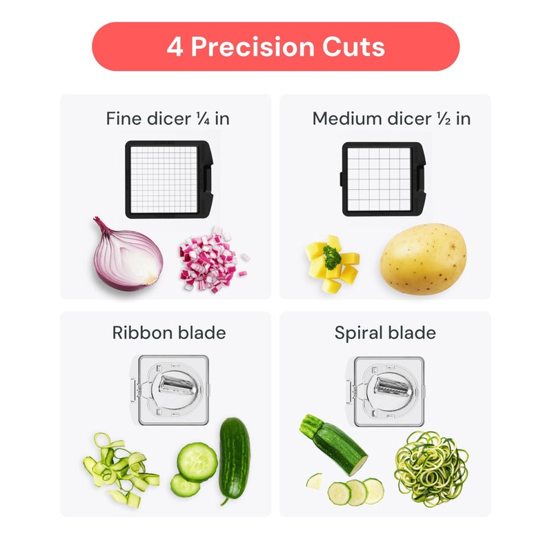 Fullstar The Original Pro Chopper - Vegetable Chopper and Spiralizer, Food Chopper with Container, Fruit Slicer, Kitchen Gadgets & Gifts, Home Essentials (4 in 1, Clear) - Image 4
