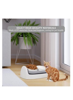 NNC PETS Pet feeding bowl for Cats & Small dogs, Adjustable function, and Dual bowls, Non-slip bottom, Plastic feeder stand with Spoon, Ceramic cat bowl set, Easy to clean, 40 cm (Grey)  - Image 4