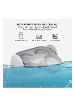 NNC PETS Pet feeding bowl for Cats & Small dogs, Adjustable function, and Dual bowls, Non-slip bottom, Plastic feeder stand with Spoon, Ceramic cat bowl set, Easy to clean, 40 cm (Grey)  - Image 5