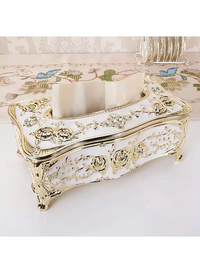 Silver Rose Pattern Tissue Box Gold Plated Paper Towel Holder For Living Room Bathroom Kitchen - Image 3