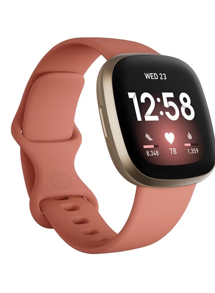 ديفيا سوار ساعة رياضي من السيليكون من سلسلة ديلوكس لساعة فيتبيت فيرسا 3 / سوار بديل / سوار ساعة / ملحقات سوار المعصم - وردي - Image 1
