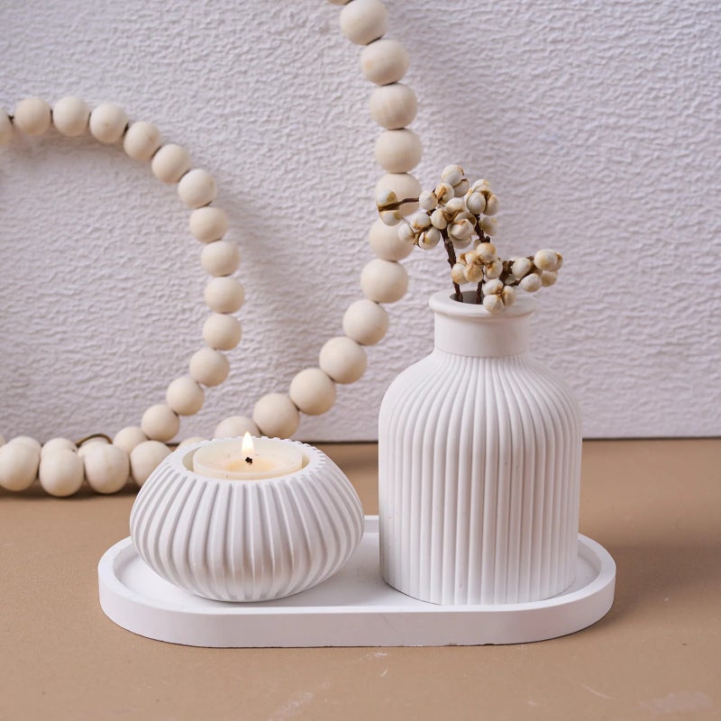 Y&D Silicone Resin Molds Set – Oval & Round Coaster Molds, Vase Molds, Storage Bottle Molds, Candle Holder Molds for Epoxy Resin Casting - Image 3