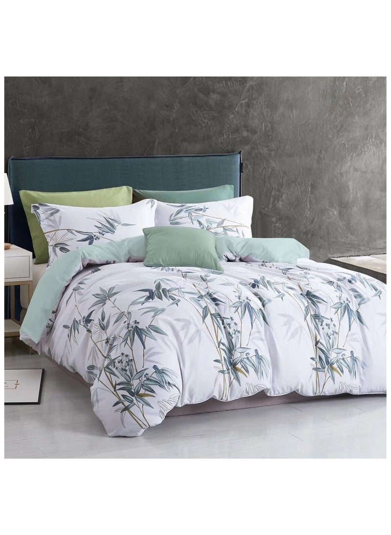 GOLDEN HOME طقم غطاء لحاف مطبوع مكون من 6 قطع بحجم كينج يتضمن 1 ملاءة سرير مقاس 200 × 200 + 30 سم، 1 غطاء لحاف 220 × 240 سم، 2 كيس وسادة 55 × 80 سم، 2 كيس وسادة 45 × 70 سم من القطن 