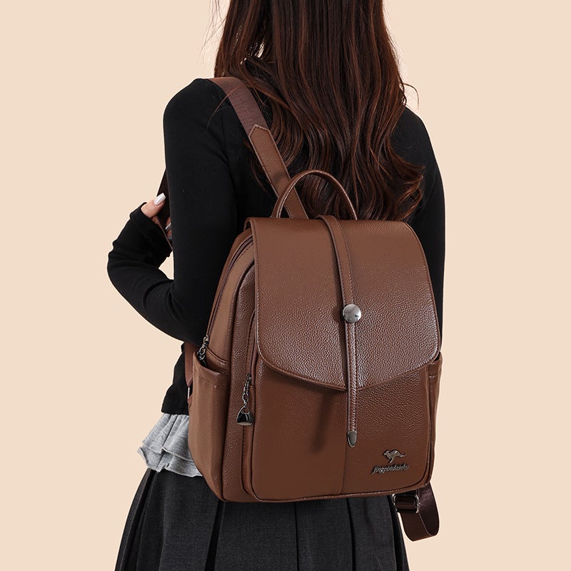 Women's PU Leather Backpack for Commute & Travel, Large Capacity - Image 3
