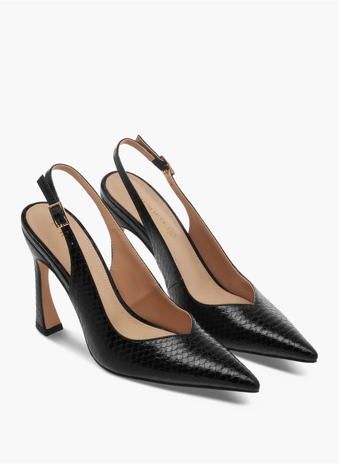 Paprika - Women Pointed Toe Slingback Shoes with Buckle Closure and Stiletto Heels - Image 1
