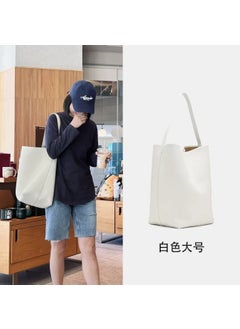 The Row Leather Tote Bag Large Capacity Casual Shoulder Large creamy-white