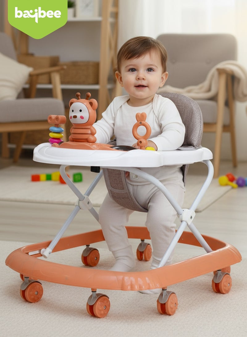 بيبي مشاية أطفال ZIGGIE قابلة للطي مع ارتفاع قابل للتعديل في 3 أوضاع وشريط ألعاب موسيقية، مشاية أنشطة للأطفال الصغار، مشاية أطفال للأولاد والبنات من عمر 6 إلى 18 شهرًا، وردي - Image 5