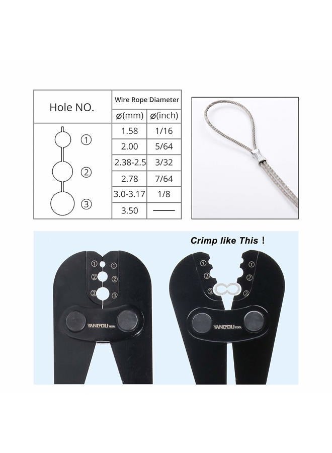 Yangoutool Wire Rope Crimping Tool and Wire Swaging Tool for Aluminum Oval Sleeves,Stop Sleeves,Crimp Ferrules,Crimping Loop Sleeve from 1/16 to 1/8 Inches - Image 3