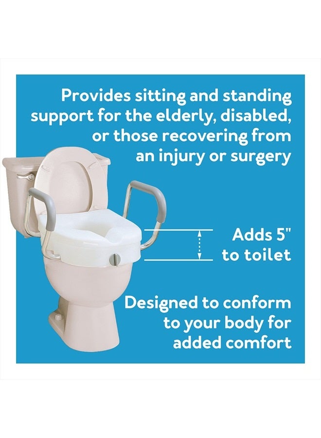 careX Ez Lock Raised Toilet Seat With Handles, 5 Inch Elevated Handicap Toilet Seat Riser With Arms, Fits Most Toilets - Image 4