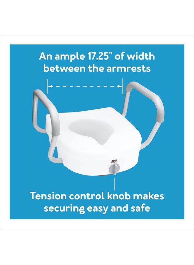 careX Ez Lock Raised Toilet Seat With Handles, 5 Inch Elevated Handicap Toilet Seat Riser With Arms, Fits Most Toilets - Image 3