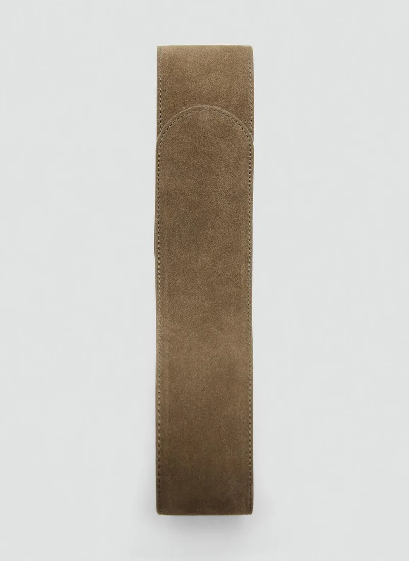 MANGO Suede leather belt