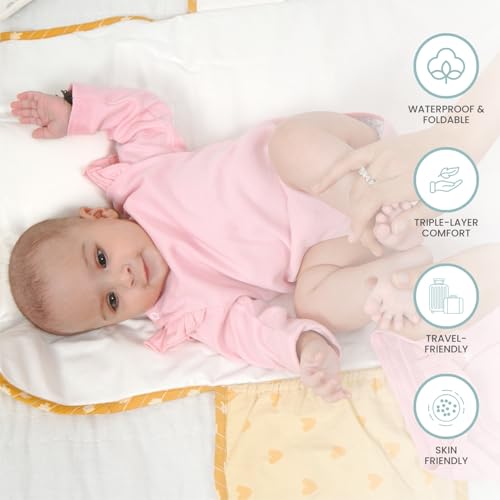 Tidy Sleep Baby Portable Diaper Changing Mat – Waterproof, Foldable Travel Mat with Storage Pockets & Soft Padding Pillow–Easy-to-Carry Changing Station Organizer for Newborns & Toddlers(Marine Meadow) - Image 2