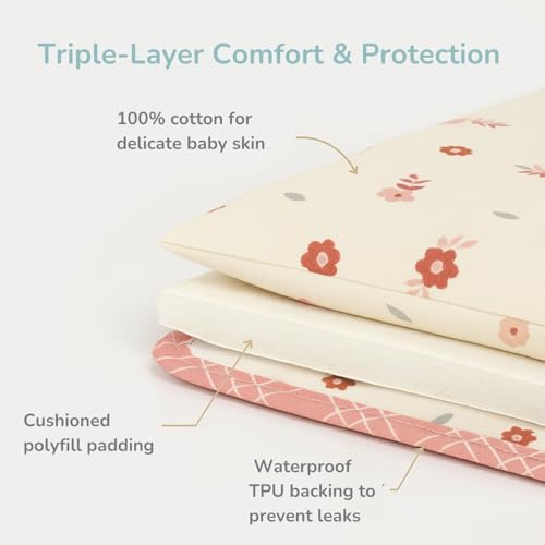 Tidy Sleep Baby Portable Diaper Changing Mat – Waterproof, Foldable Travel Mat with Storage Pockets & Soft Padding Pillow–Easy-to-Carry Changing Station Organizer for Newborns & Toddlers(Marine Meadow) - Image 4