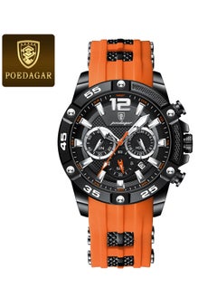 POEDAGAR Watches Unique Casual Wrist Watches (Chronograph/Waterproof/Luminous/Calendar/24 Hours) Silicon Band Fashion Watches for Men  - Image 1