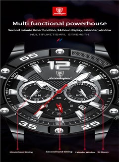 POEDAGAR Watches Unique Casual Wrist Watches (Chronograph/Waterproof/Luminous/Calendar/24 Hours) Silicon Band Fashion Watches for Men  - Image 2