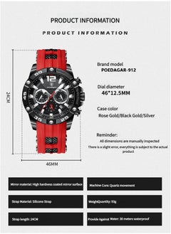 POEDAGAR Watches Unique Casual Wrist Watches (Chronograph/Waterproof/Luminous/Calendar/24 Hours) Silicon Band Fashion Watches for Men  - Image 4