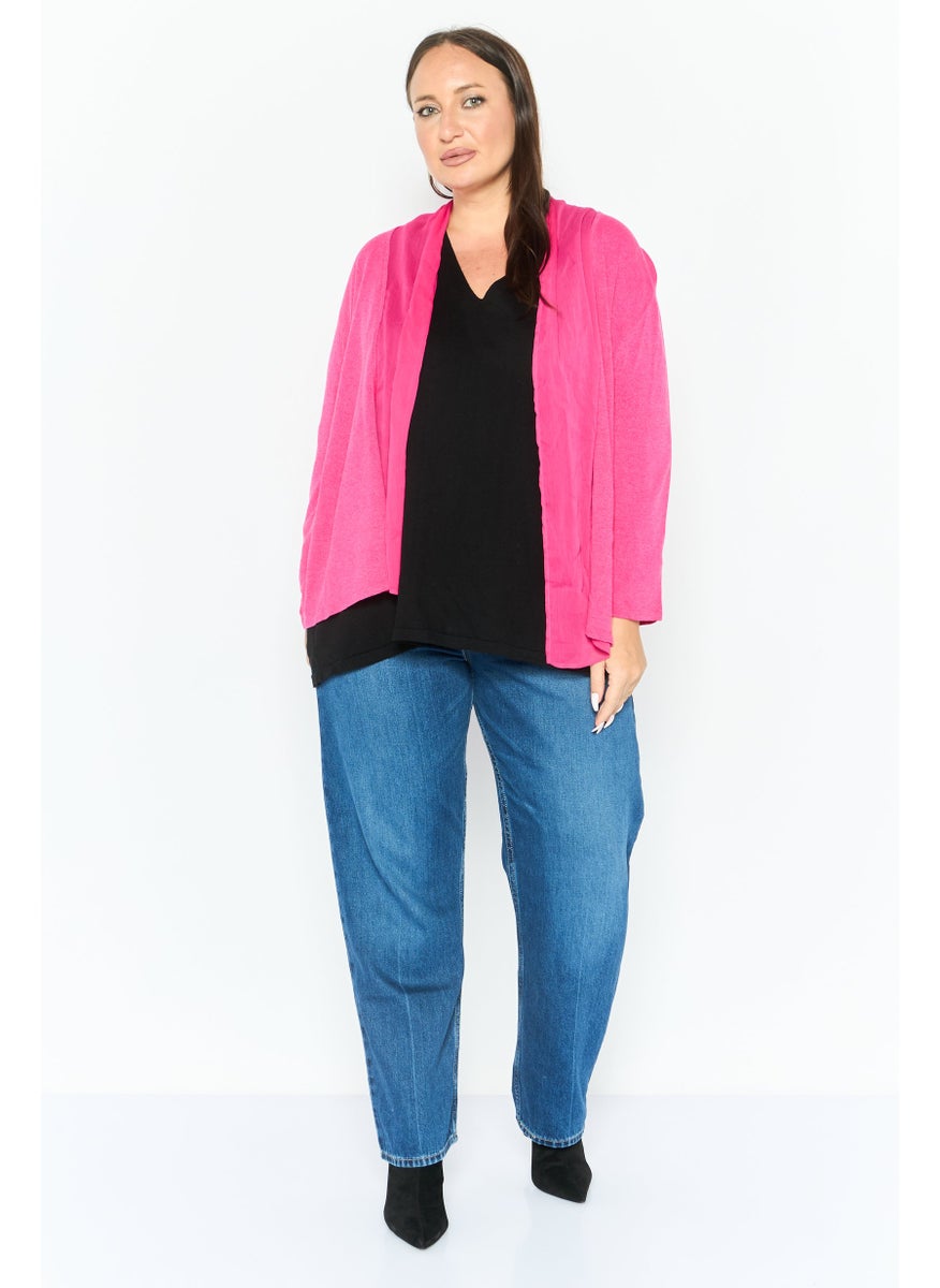 Women Plus Size Split Neck Textured Cardigan, Pink - pzsku/Z6028384B3A4F871BFEE4Z/45/_/1738161680/1e0c73ba-d0f1-4add-b65c-5c746eb42d1e