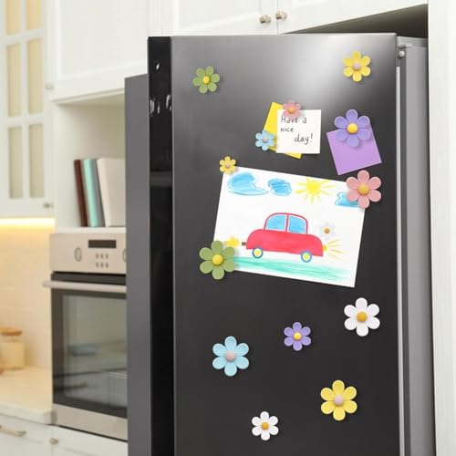 LUVINA 3D Flower Magnets for Fridge, Strong Refrigerator Magnet, Colorful Adorable Decorations for Office, Kitchen Decor, Cute Desk Accessories, Multicolour(Pack of 6, Small*2+ Medium*2+ Large*2) - Image 5