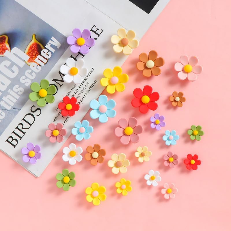 LUVINA 3D Flower Magnets for Fridge, Strong Refrigerator Magnet, Colorful Adorable Decorations for Office, Kitchen Decor, Cute Desk Accessories, Multicolour(Pack of 6, Small*2+ Medium*2+ Large*2) - Image 3
