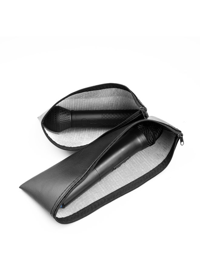 Microphone Storage Bag Wireless Karaoke Microphone Pu Leather Bag Drawstring Zipper Dustproof Microphone Storage Bag - Image 3
