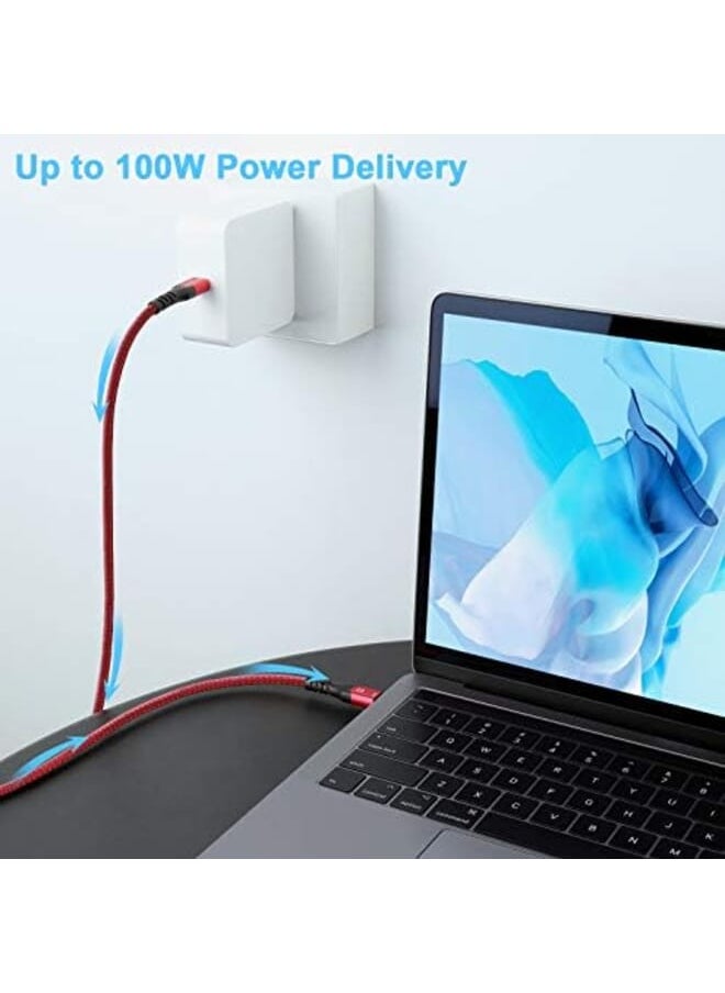 Fasgear 100W Usb C To Usb C Cable 3 Pack 50Cm Plus 1M Plus 1.8M Pd Qc 5A Fast Charging Usb 2.0 Type C Charger Cords Braided Compatible For Macbook Pro Huawei Matebook Ipad Air Mini 2022 Galaxy S20 Pixel 5 Red  - Image 3