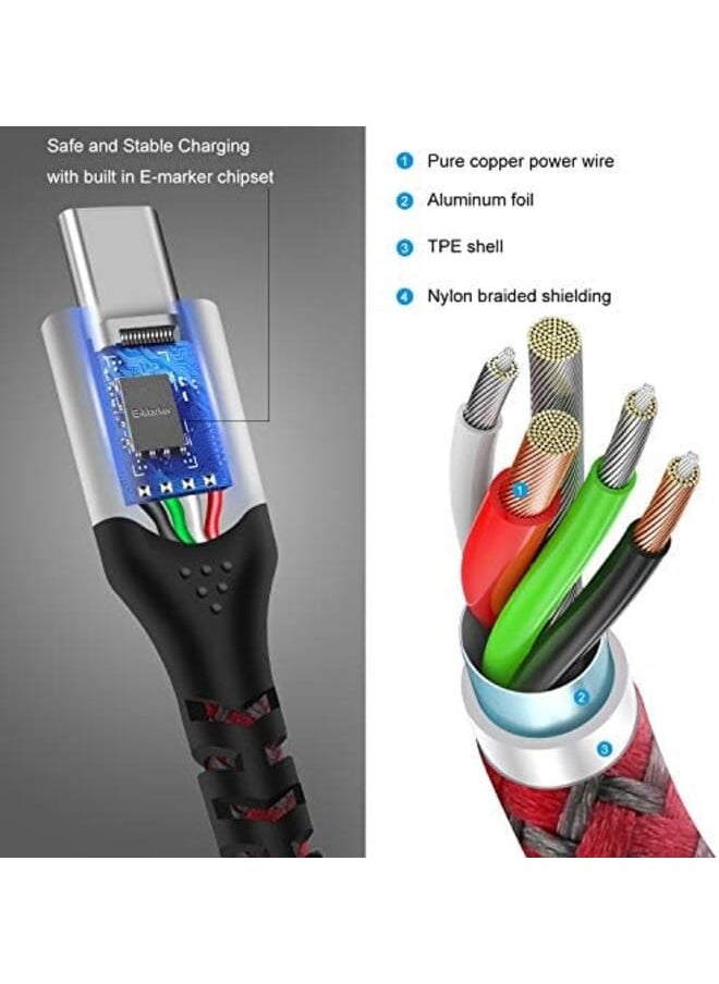 Fasgear 100W Usb C To Usb C Cable 3 Pack 50Cm Plus 1M Plus 1.8M Pd Qc 5A Fast Charging Usb 2.0 Type C Charger Cords Braided Compatible For Macbook Pro Huawei Matebook Ipad Air Mini 2022 Galaxy S20 Pixel 5 Red  - Image 2