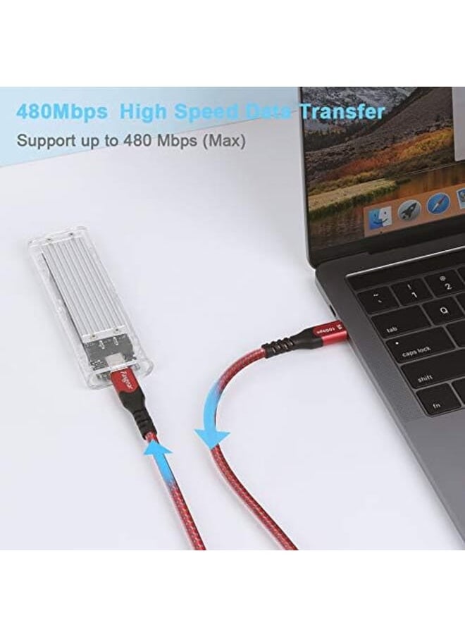 Fasgear 100W Usb C To Usb C Cable 3 Pack 50Cm Plus 1M Plus 1.8M Pd Qc 5A Fast Charging Usb 2.0 Type C Charger Cords Braided Compatible For Macbook Pro Huawei Matebook Ipad Air Mini 2022 Galaxy S20 Pixel 5 Red  - Image 4