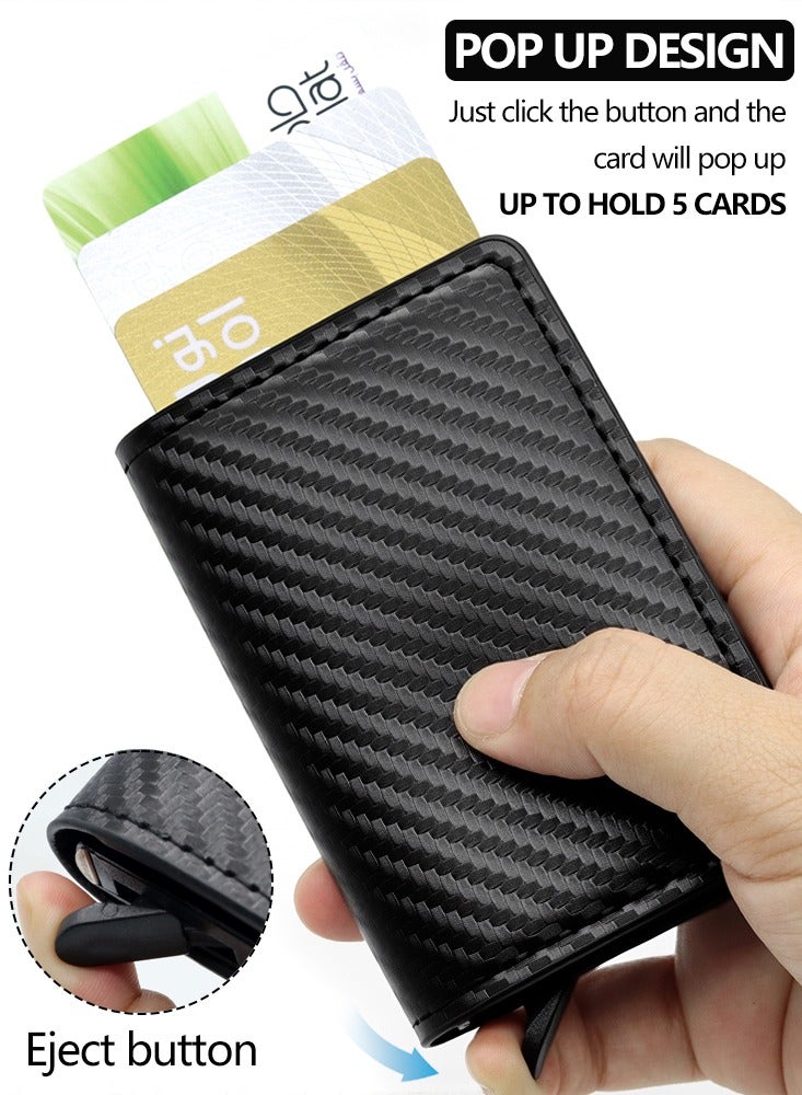 Carbon Black Rfid Blocking Men ID Credit Card Holders Wallet Leather Metal Business Bank CreditCard Cardholder Case Carteras - Image 2