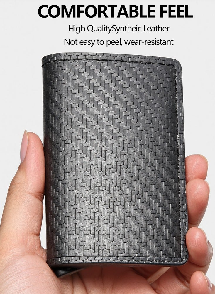 Carbon Black Rfid Blocking Men ID Credit Card Holders Wallet Leather Metal Business Bank CreditCard Cardholder Case Carteras - Image 5