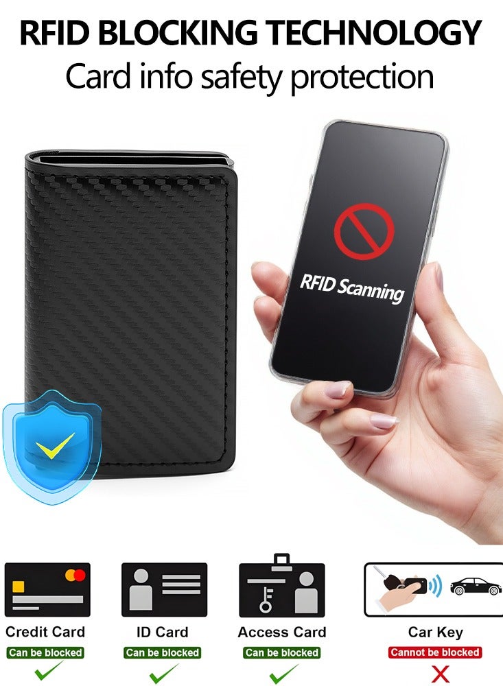 Carbon Black Rfid Blocking Men ID Credit Card Holders Wallet Leather Metal Business Bank CreditCard Cardholder Case Carteras - Image 4