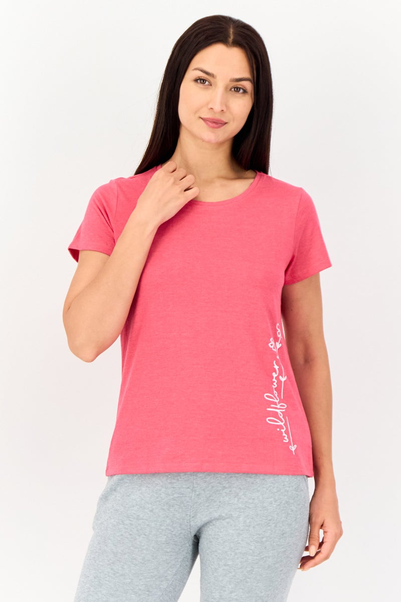 zivame Rosaline x Zivame Women 2 Pieces Crew Neck Allover Print Short Sleeve Sleepwear Top, Multicolor - Image 1