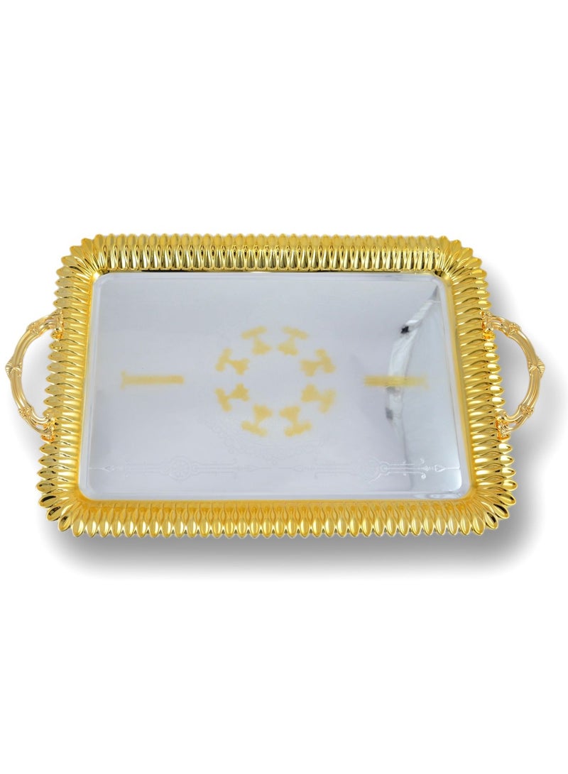 Homemaker 2-Piece Rectangular Luxury Serving Tray, Large 48cm x 34cm & Medium 41cm x 29cm, Steel, Silver & Gold - Image 3