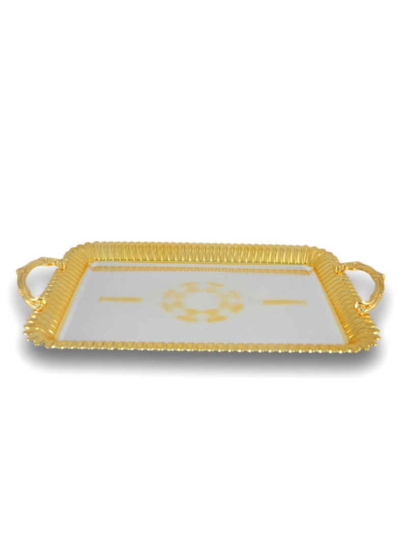 Homemaker 2-Piece Rectangular Luxury Serving Tray, Large 48cm x 34cm & Medium 41cm x 29cm, Steel, Silver & Gold - Image 4