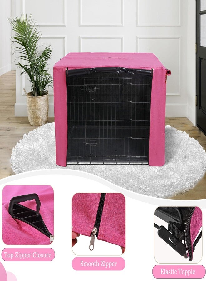 HiCaptain Breathable Dog Crate Cover 36 Inch, Durable Heavy Duty Kennel Cover, Dual Zippered Panels, Windproof Waterproof UV-Resistant(Pink) - Image 4