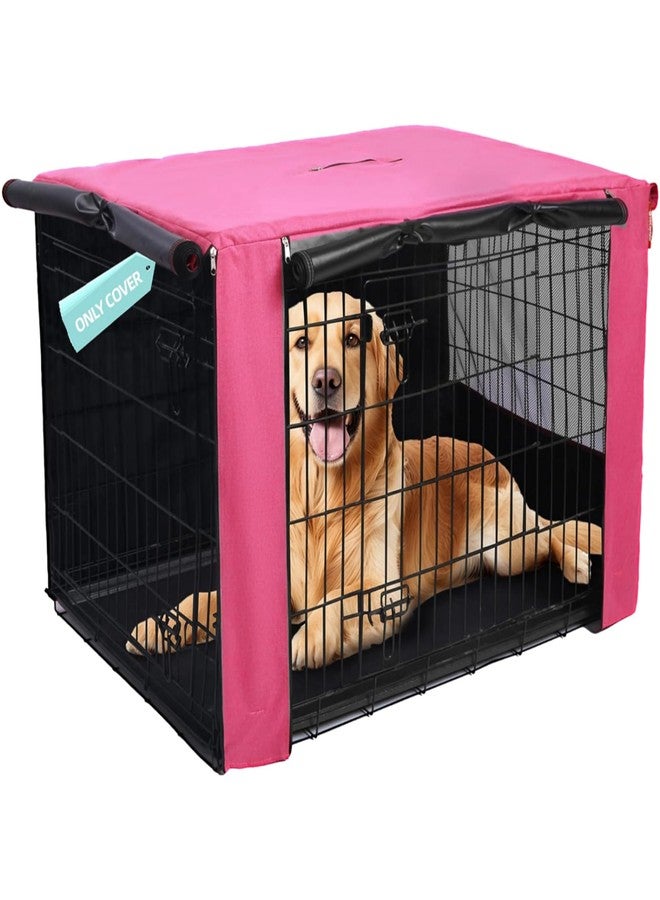 HiCaptain Breathable Dog Crate Cover 36 Inch, Durable Heavy Duty Kennel Cover, Dual Zippered Panels, Windproof Waterproof UV-Resistant(Pink) - Image 1